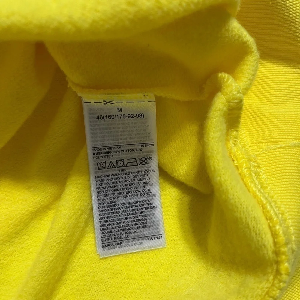 Nwt Women's Gap Yellow Raglan Crewneck Sweatshirt / Size Medium - Picture 5 of 5